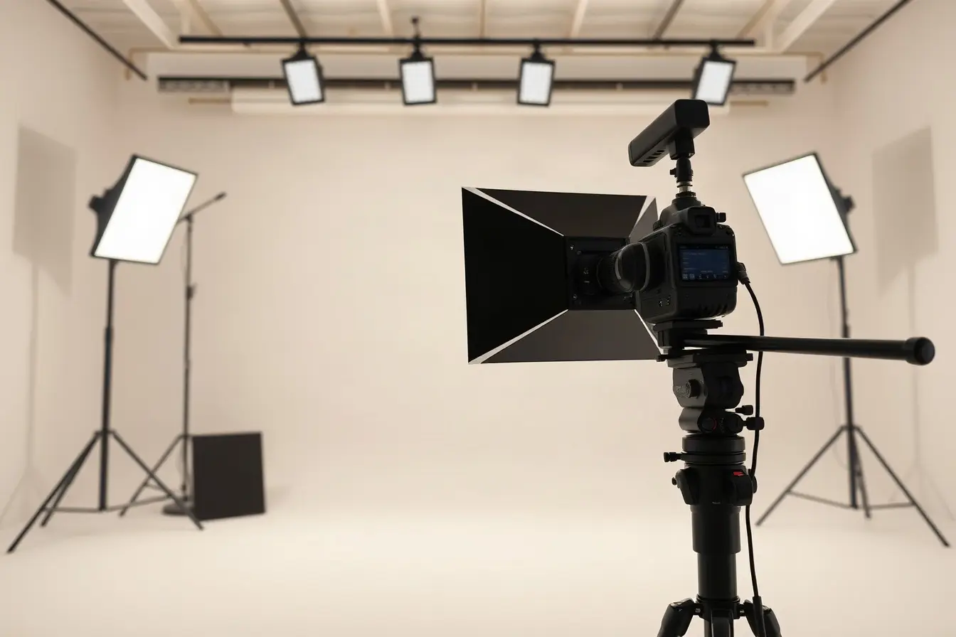Lighting setup for a product video in a bright studio